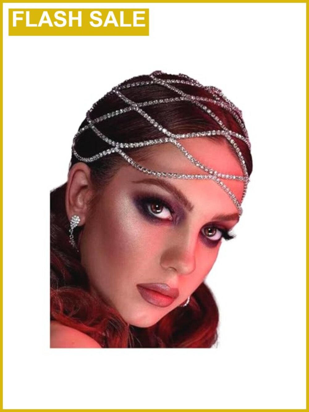 Rhinestone Crystal Head Chain Wedding Bride Headpiece 1920s Gatsby Hair